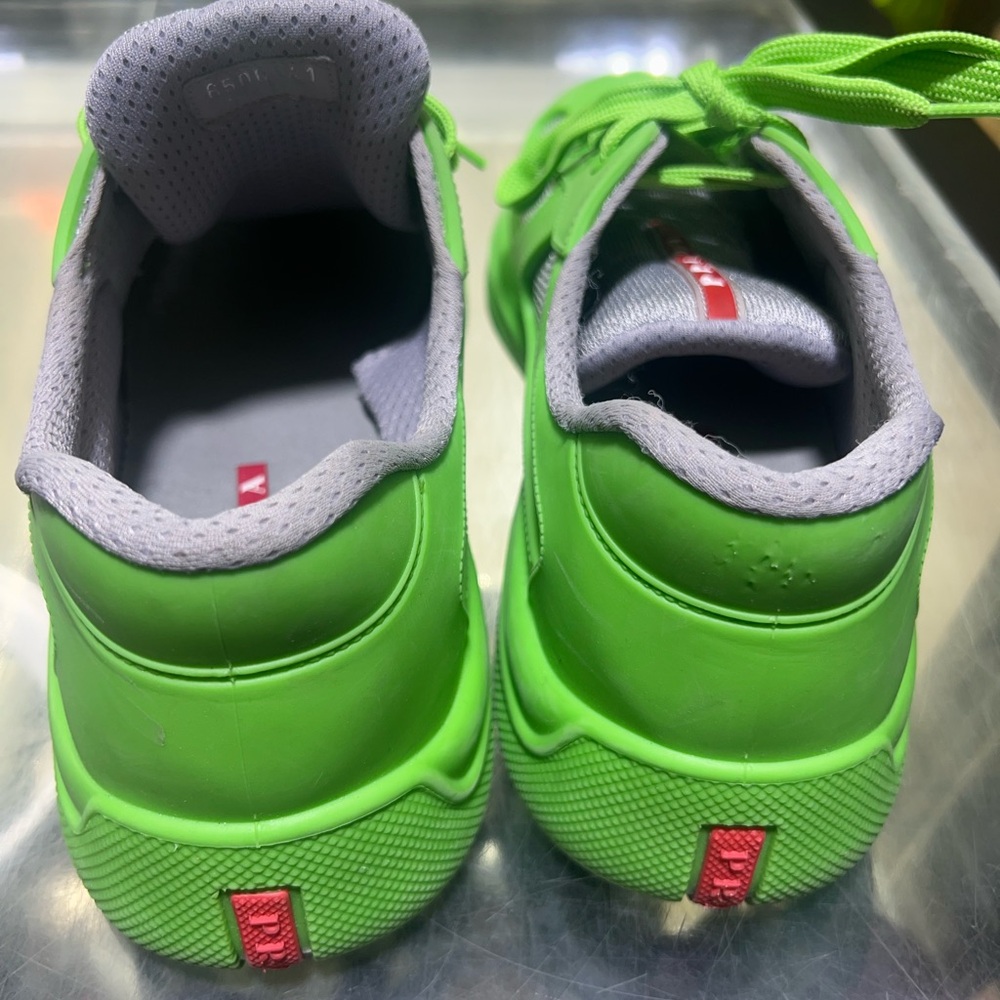 Prada Men’s Neon Green Cups Low-Top Sneakers - Picture 5 of 7